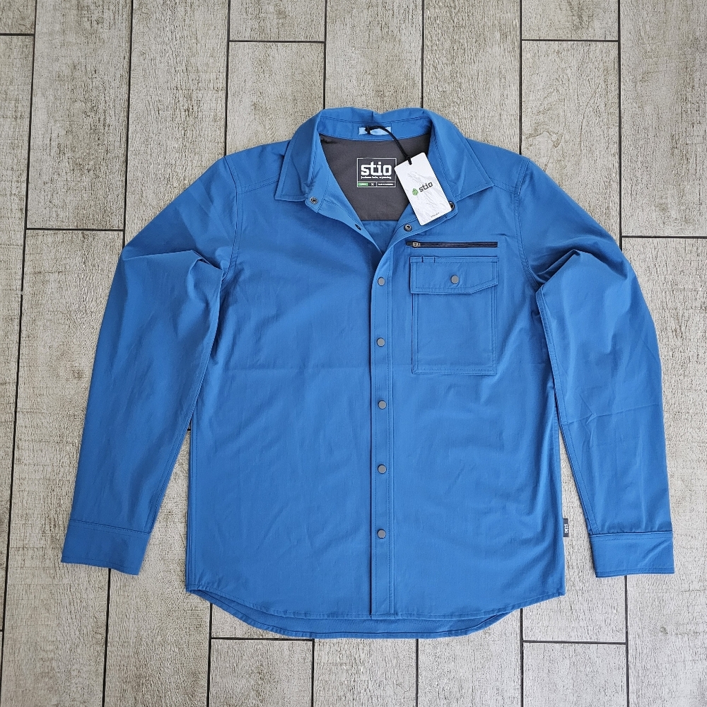Stio OPR Trail Long Sleeve Shirt Mens Blue Hiking Outdoors Camping REI NWT M